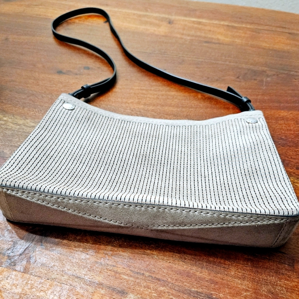 Rag & Bone Compass Stitched Embroidered Suede Crossbody Hand Bag/Purse